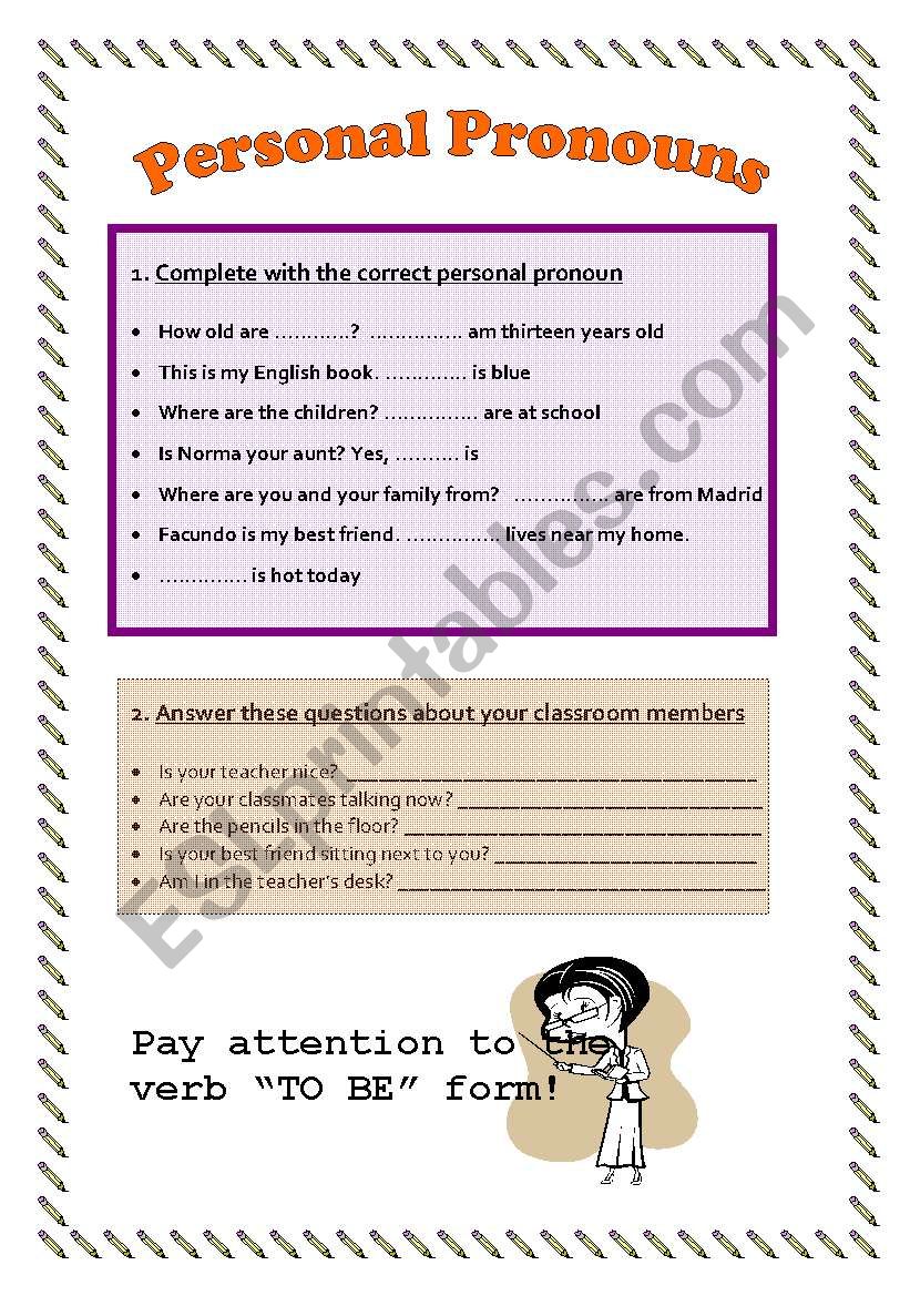 Personal Pronouns worksheet