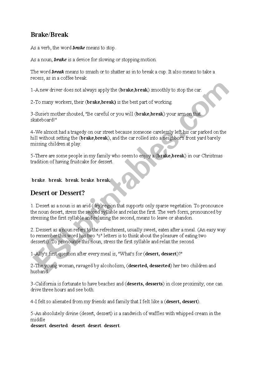 confused words worksheet