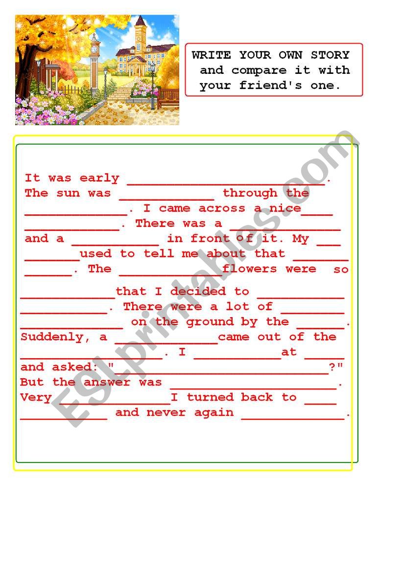 write your own story worksheet