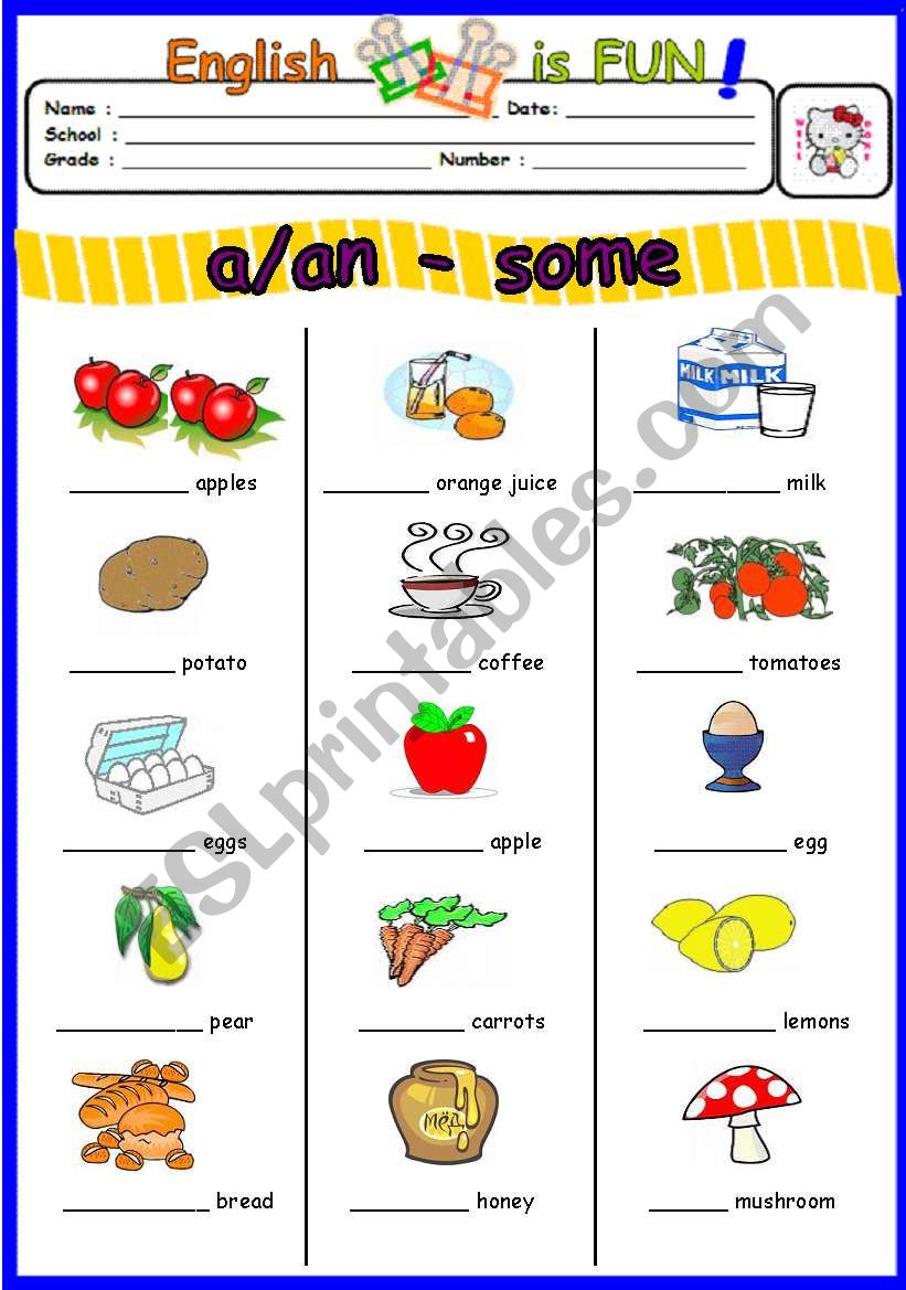 Some any worksheet for kids. A an some задания. Задания на a an some food. A an some Worksheets 5 класс. Some a an упражнения.