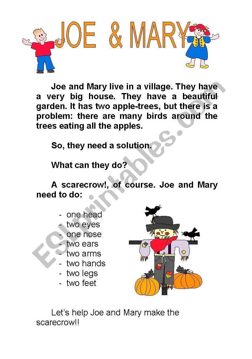 READING: JOE & MARY worksheet