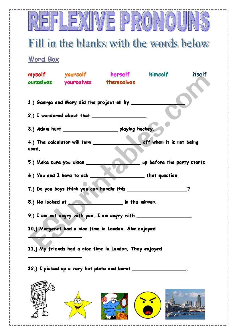 reflexive pronouns worksheet