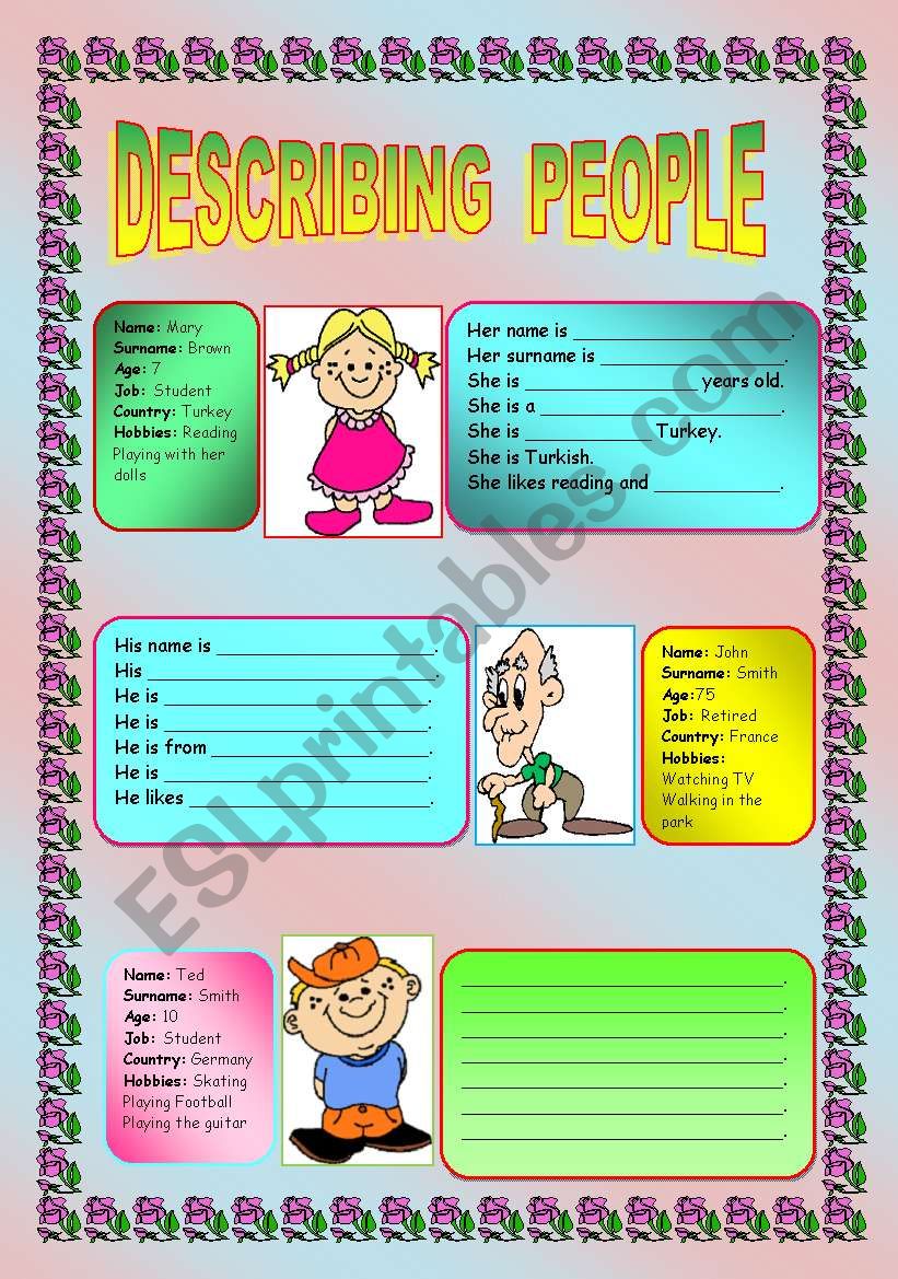 describing people worksheet