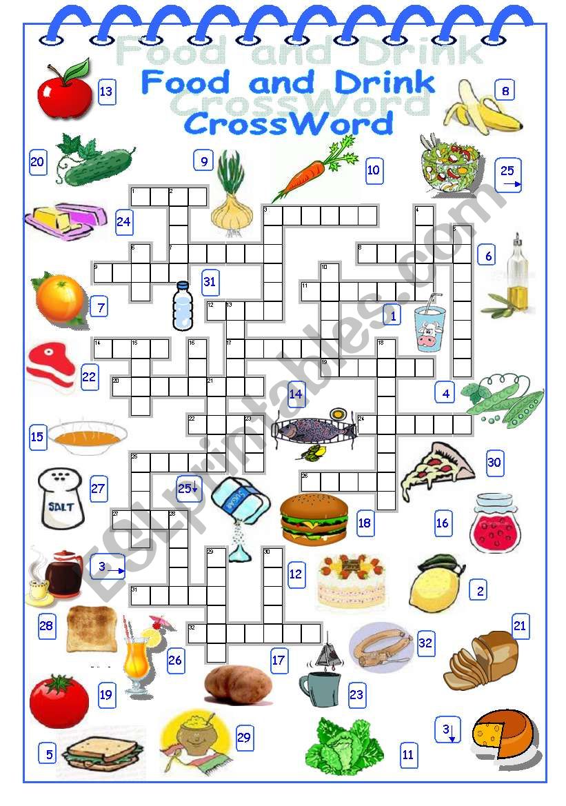 Food and Drink Crossword worksheet