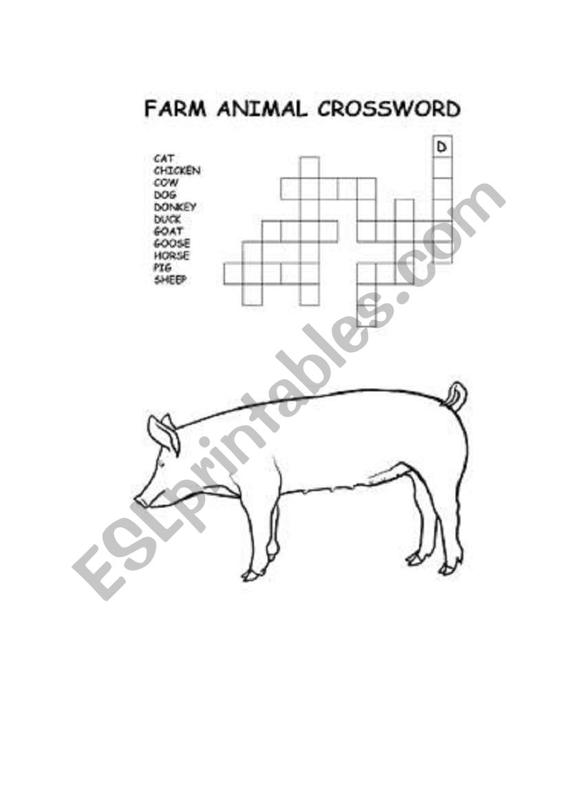 FARM ANIMAL CROSSWORD worksheet