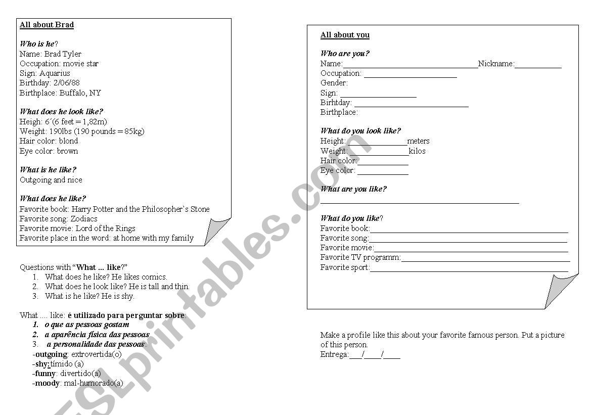 How to do a profile worksheet