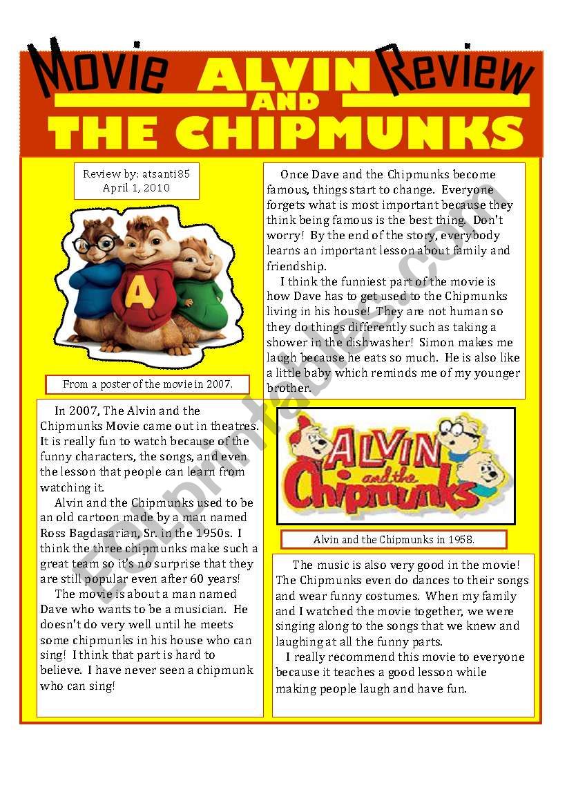 Movie Review: Alvin and the Chipmunks + questions