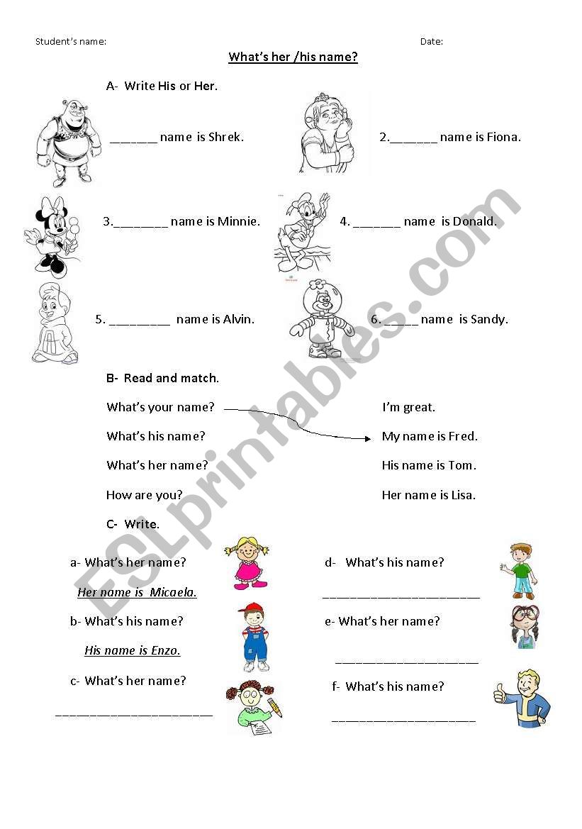 Whats his/her name? worksheet