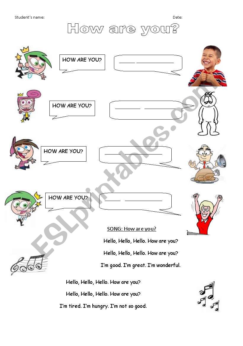 How are you? worksheet