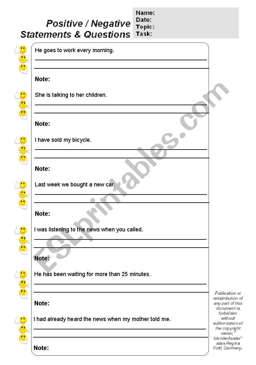 Tenses & Auxiliaries (Positive / Negative Statements & Questions) (TEXT:FULLY EDITABLE) (by blunderbuster)