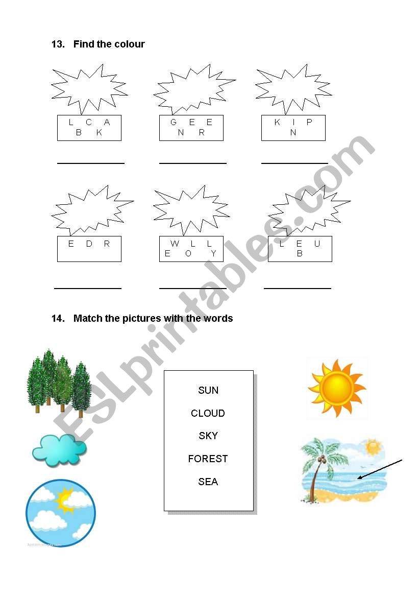 colours worksheet