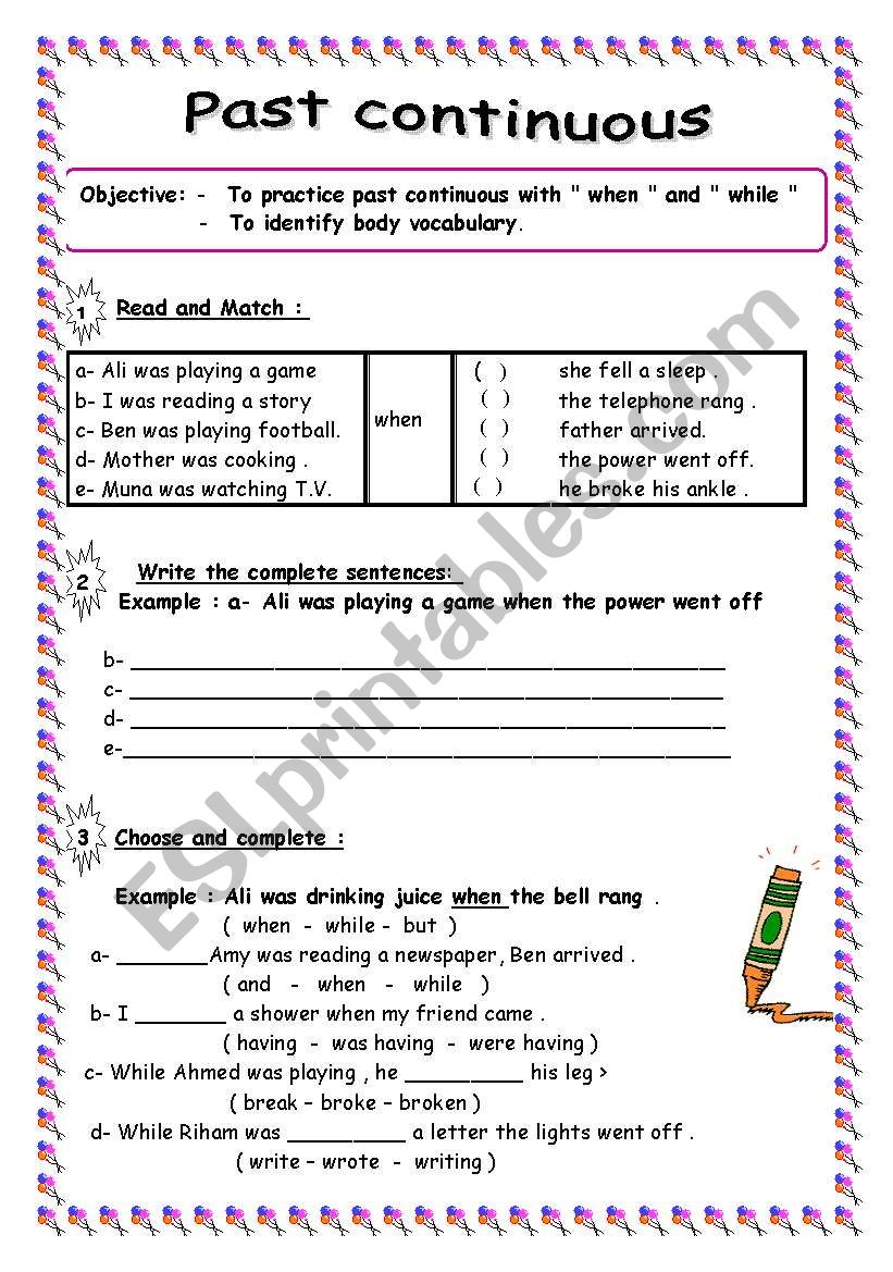 Past continuous worksheet