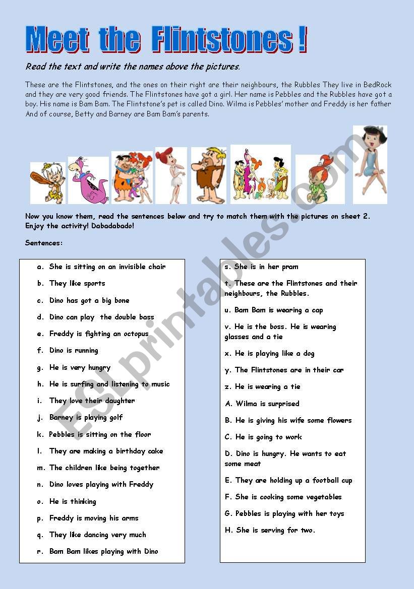 Meet the Flintstones! worksheet