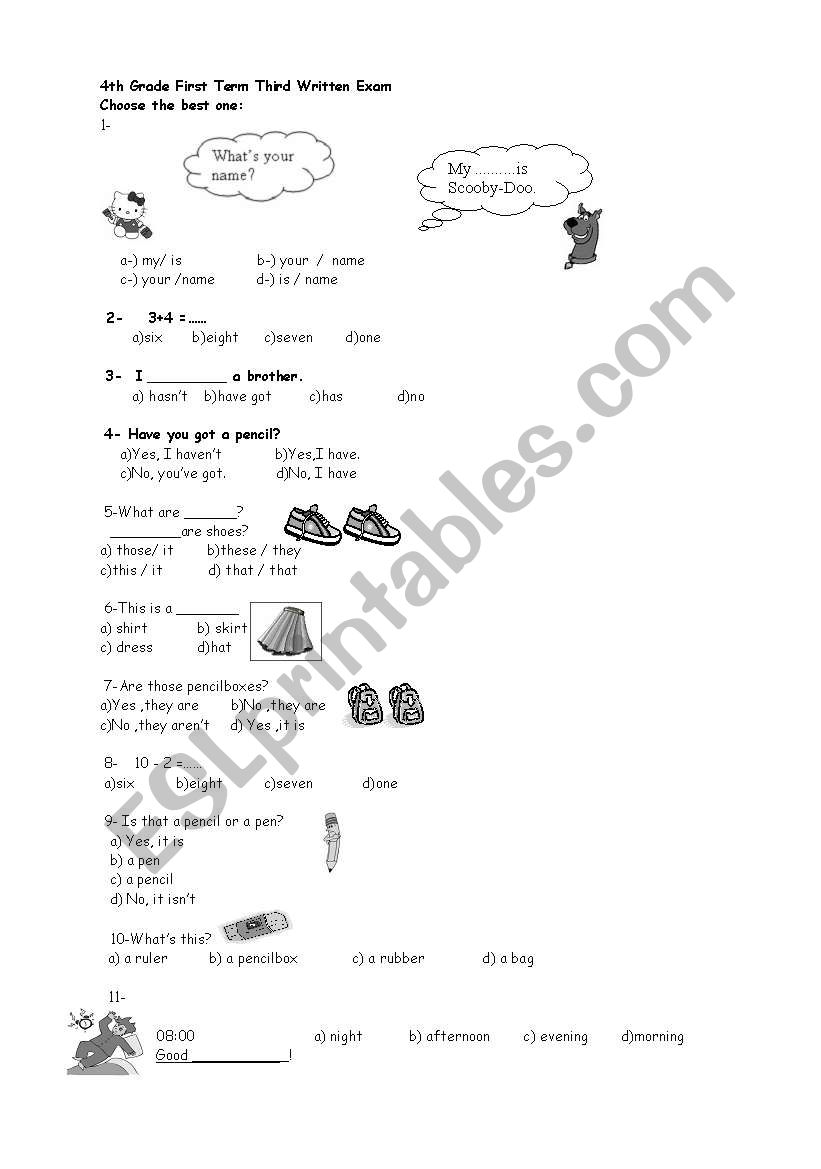 examinations 4 worksheet