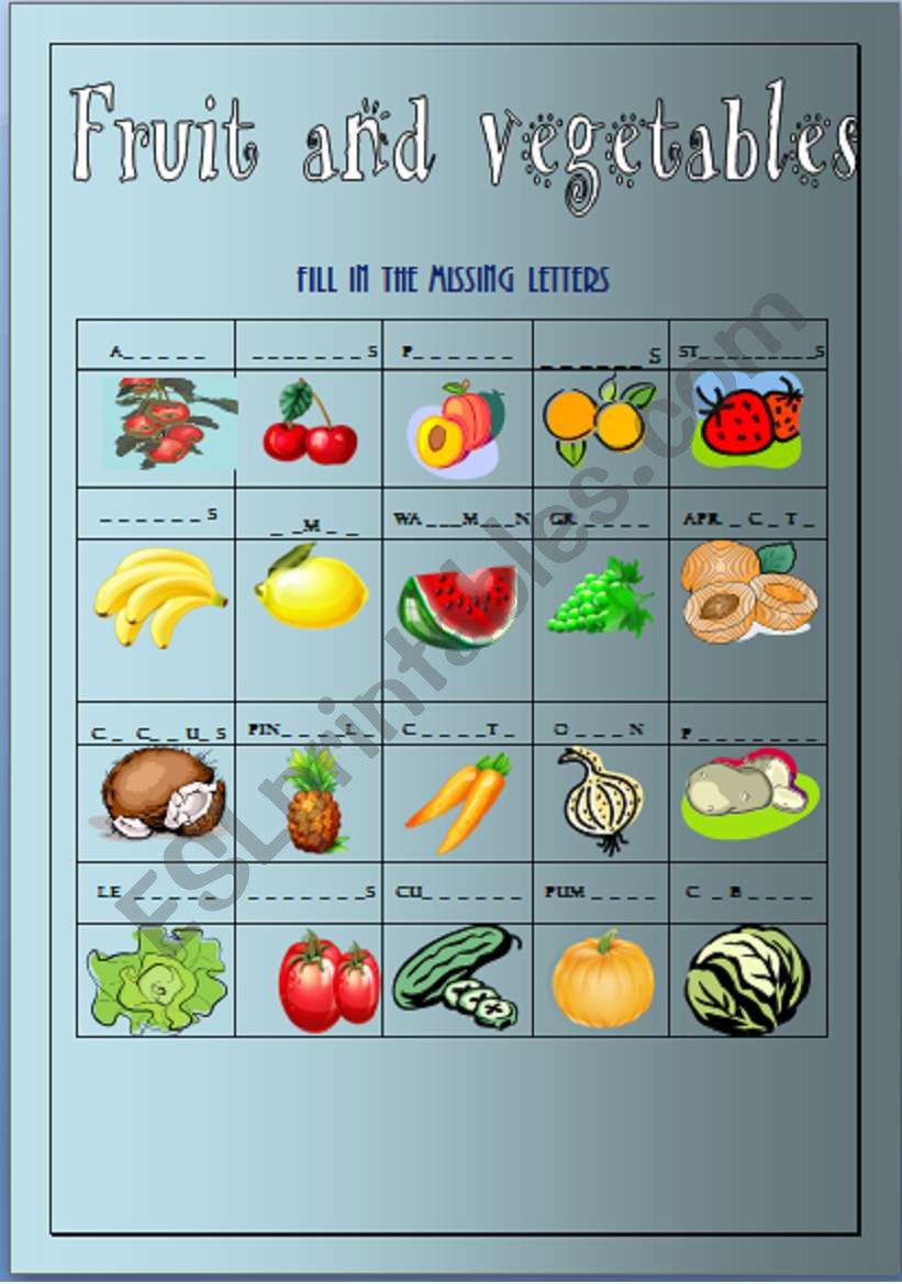 FRUIT AND VEGETABLES  worksheet