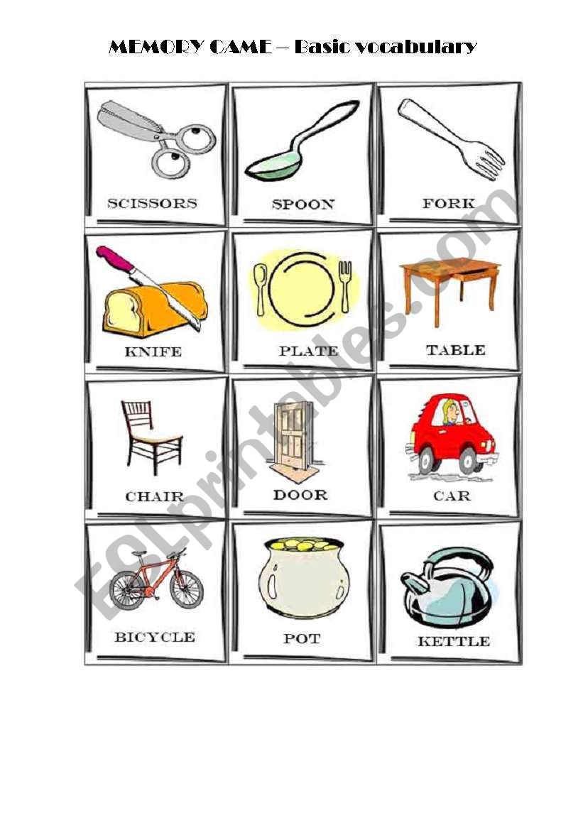 MEMORY GAME - BASIC VOCABULARY