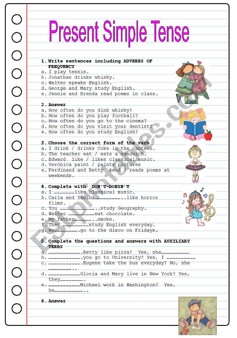 PRESENT SIMPLE TENSE worksheet