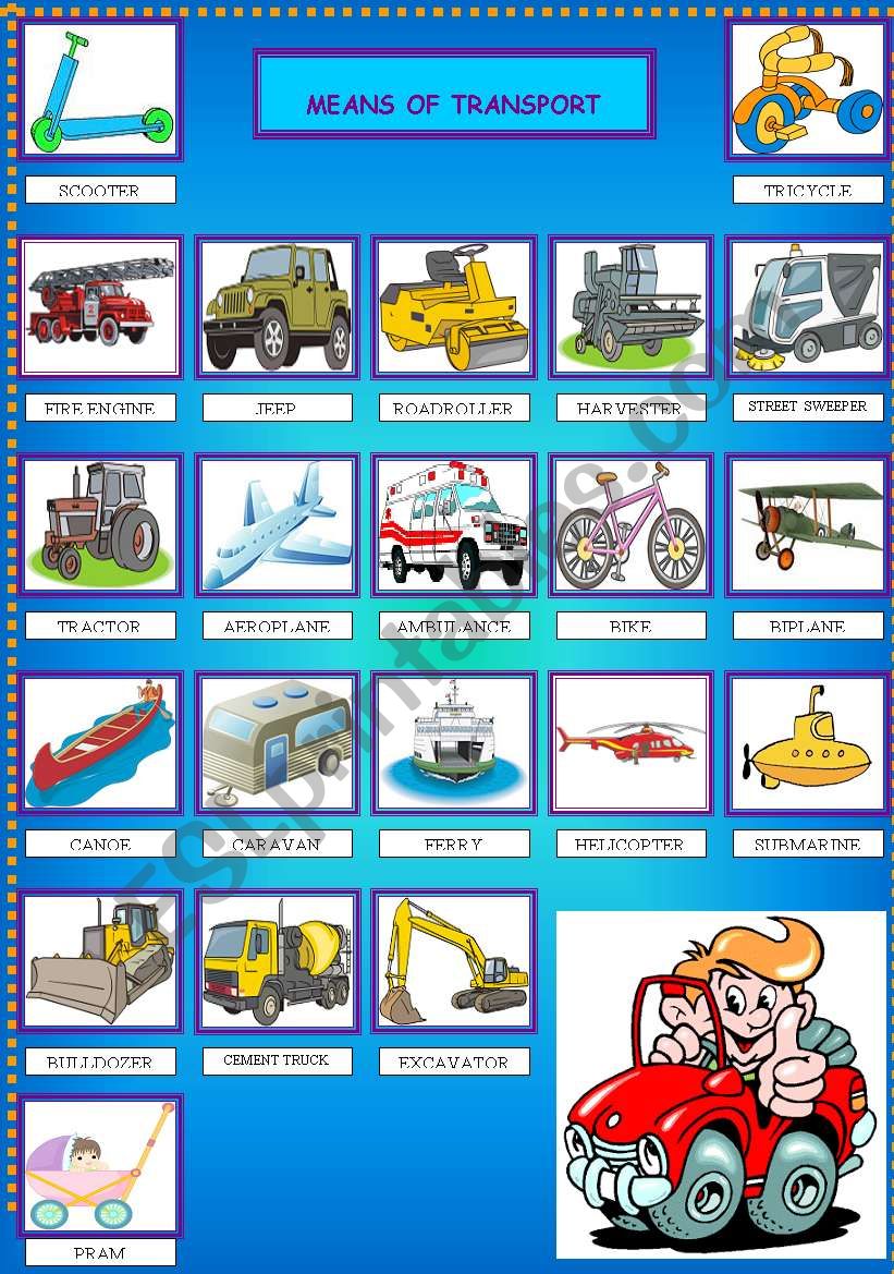 means of transport worksheet