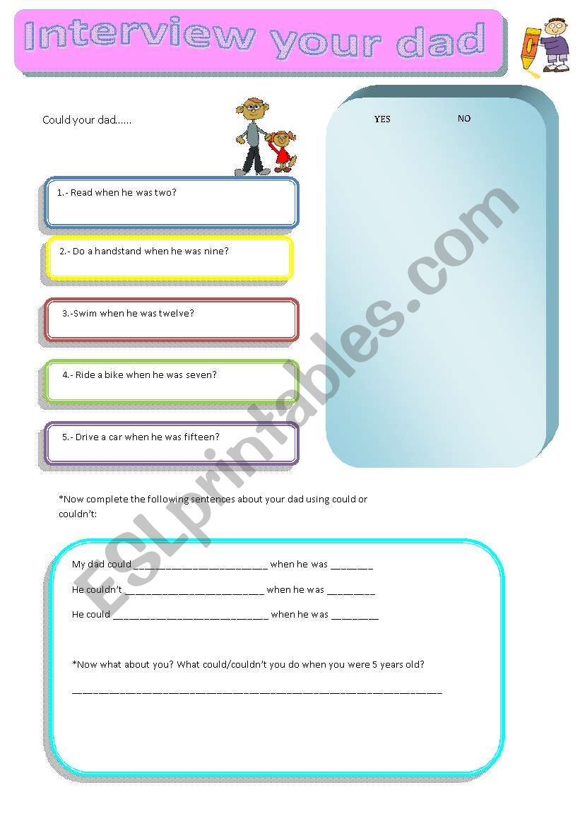 Interview your dad  worksheet