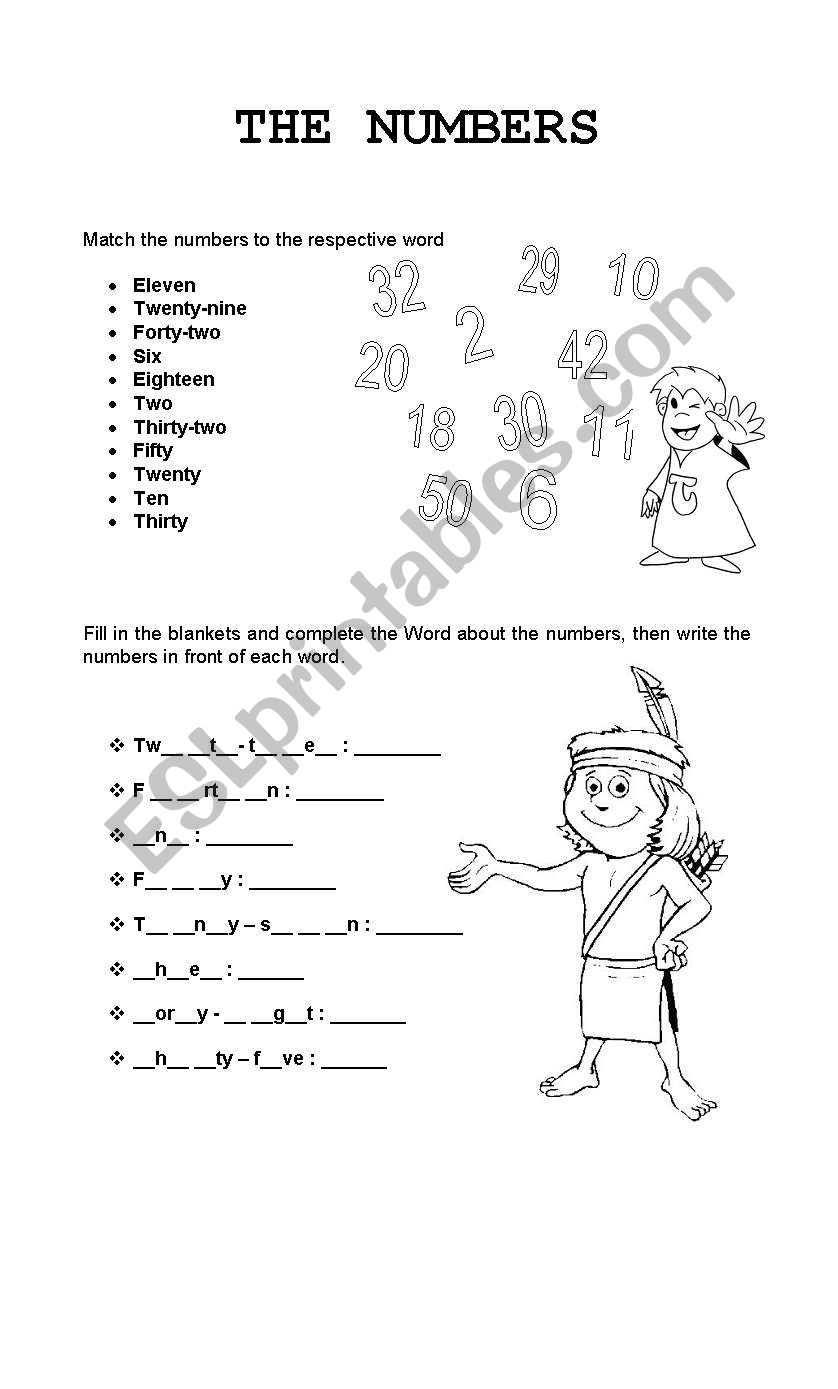 The numbers worksheet