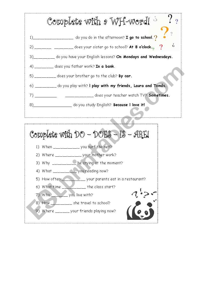 Simple Present or Present Continuous...Information and Yes/No questions.
