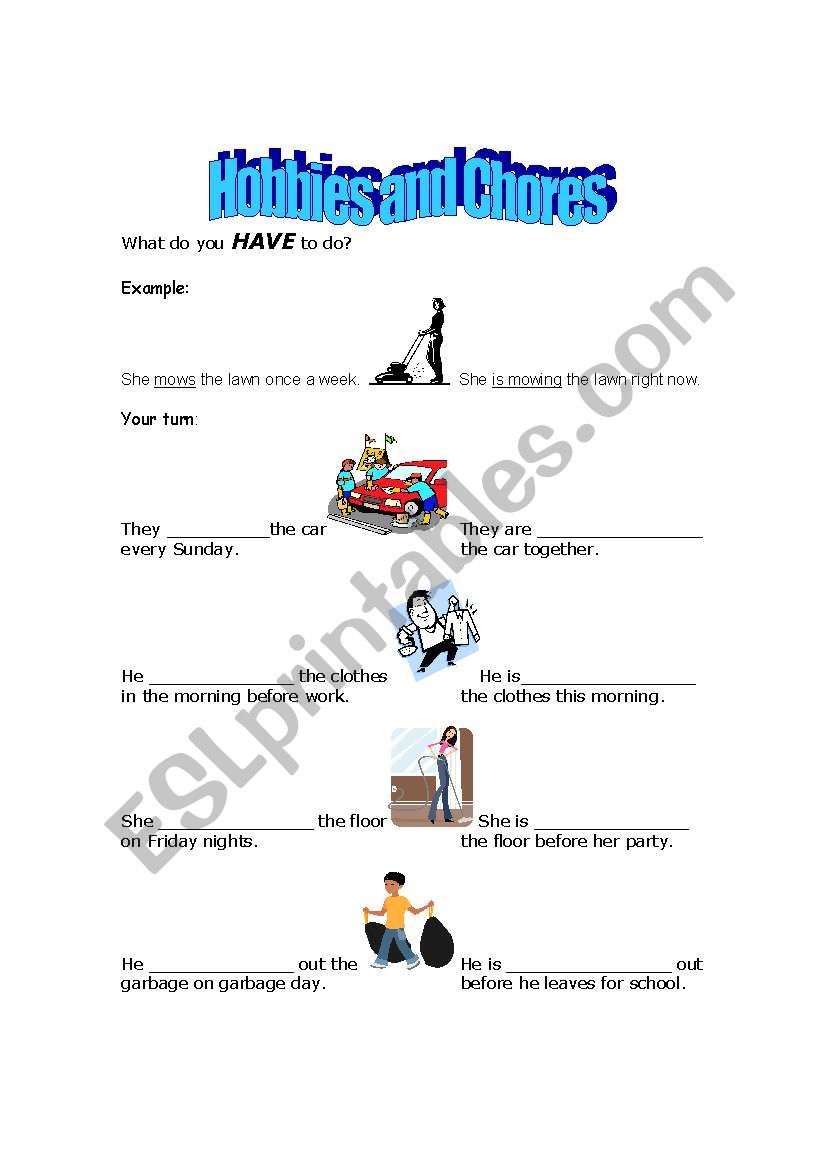 Chores and Hobbies worksheet
