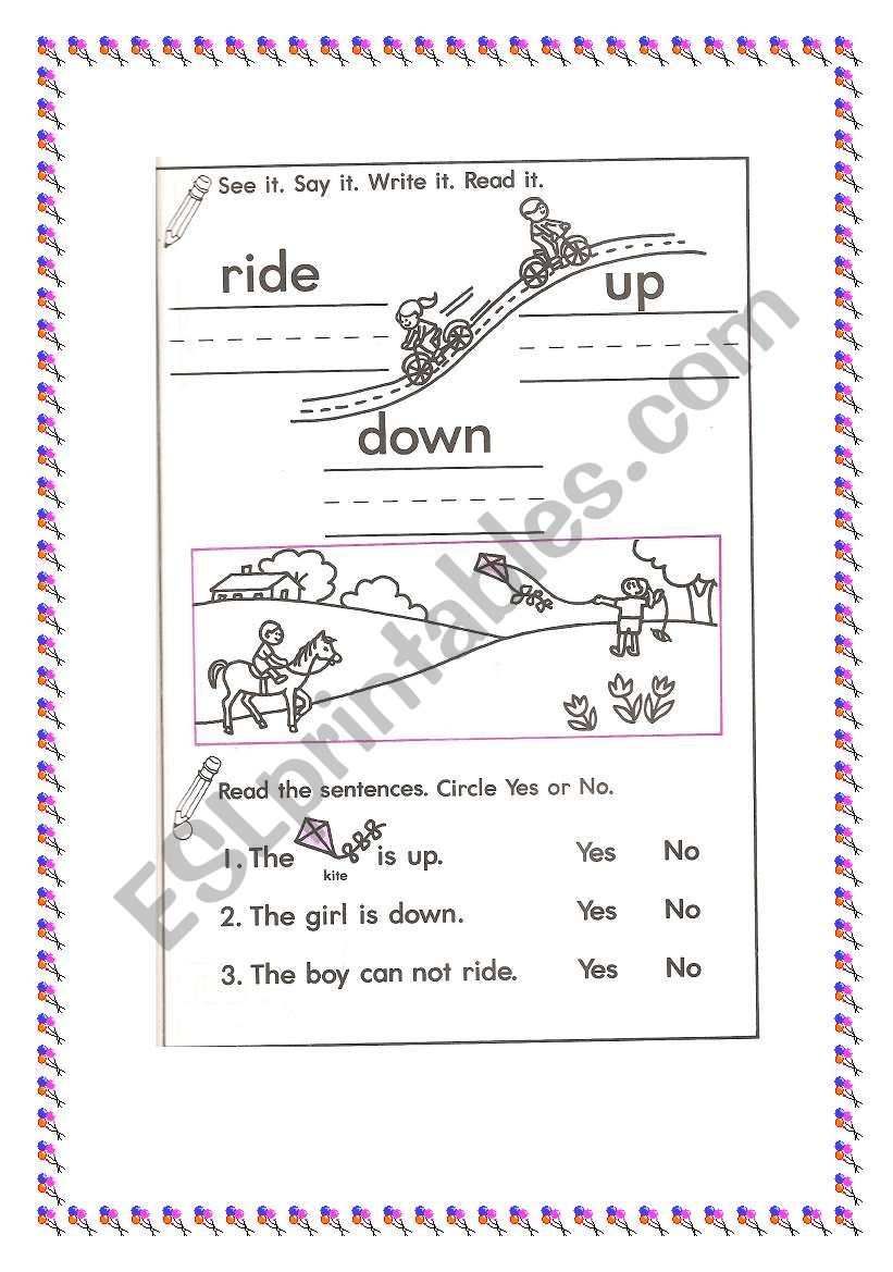 Ride, Up and Down worksheet