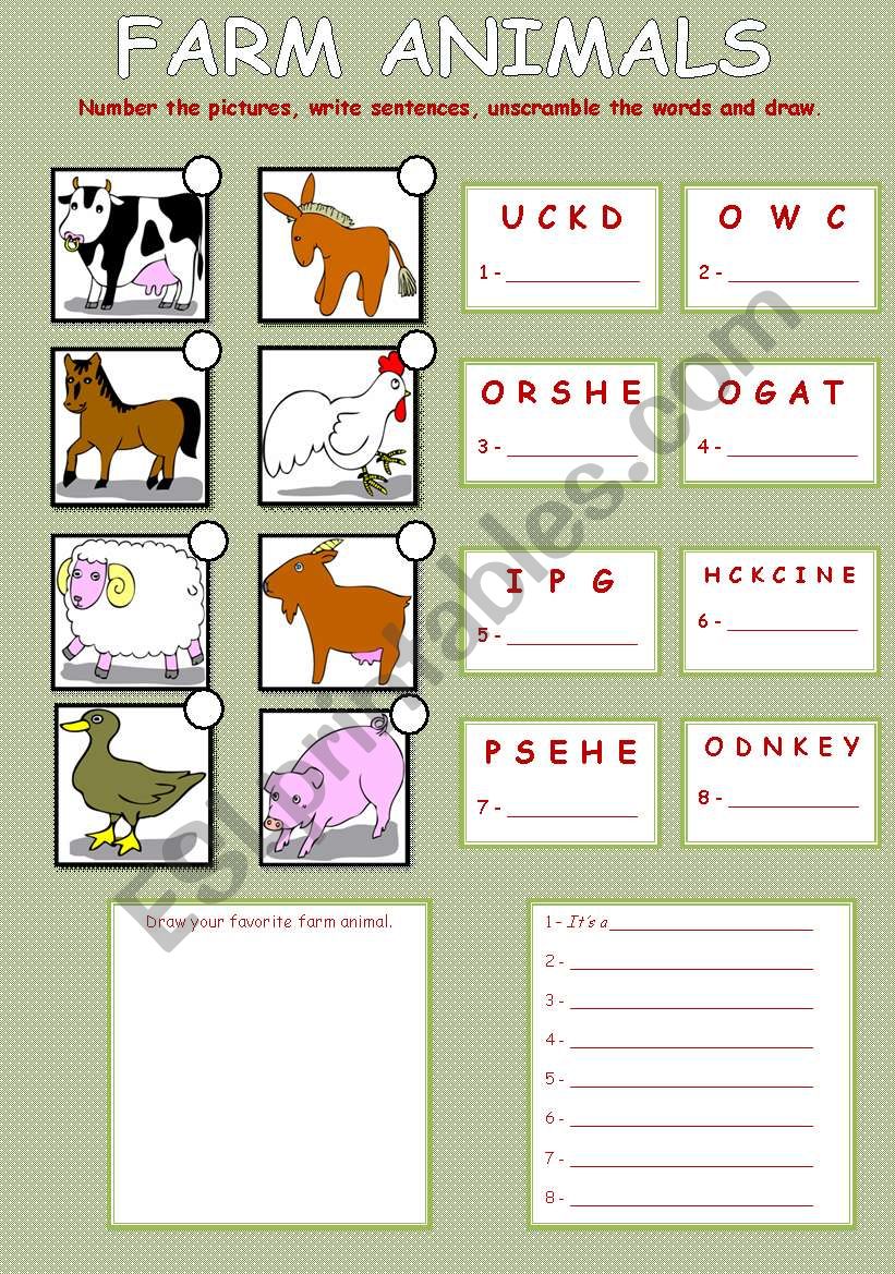 Farm animals worksheet