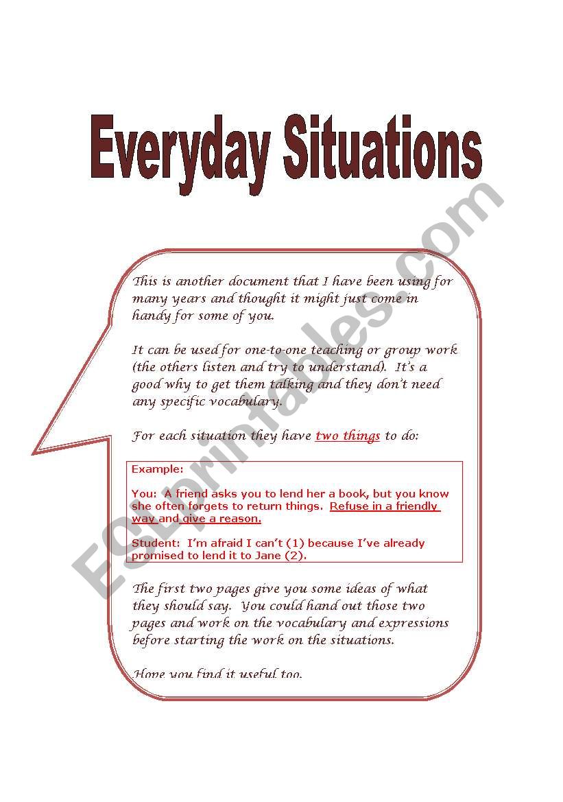SPEAKING PRACTICE: Everyday Situations