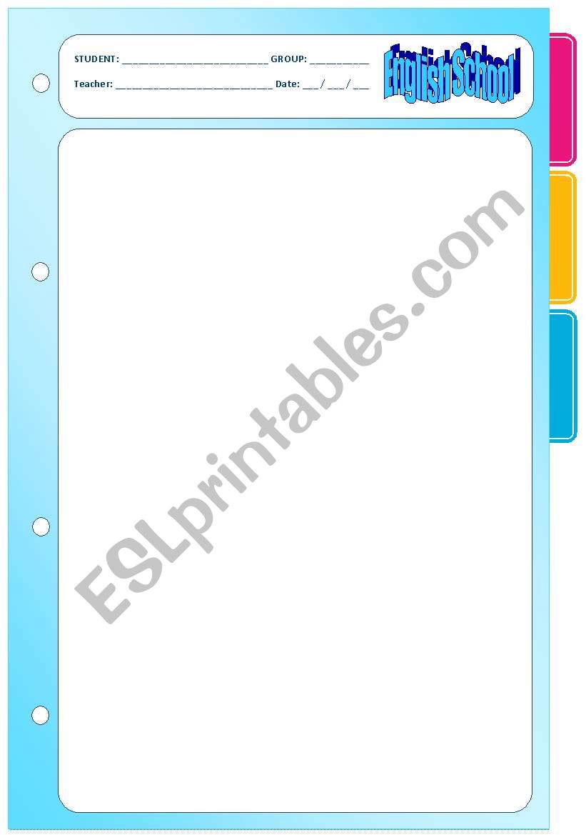 BINDER SHEET template worksheet