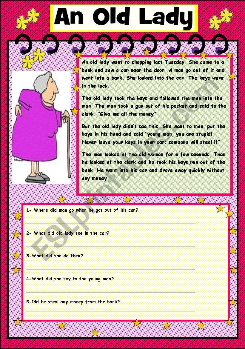 An old lady  worksheet