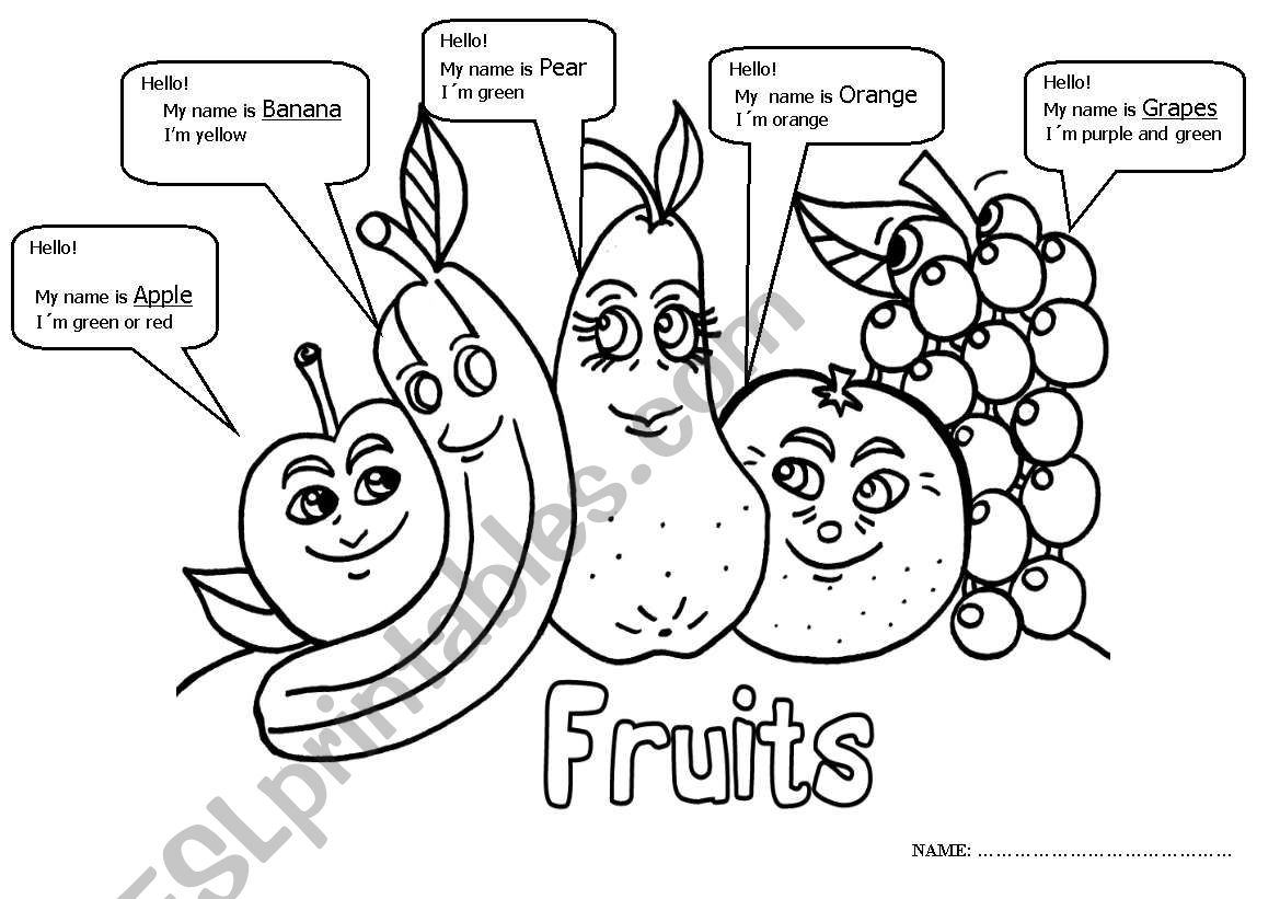 Fruits and colours worksheet