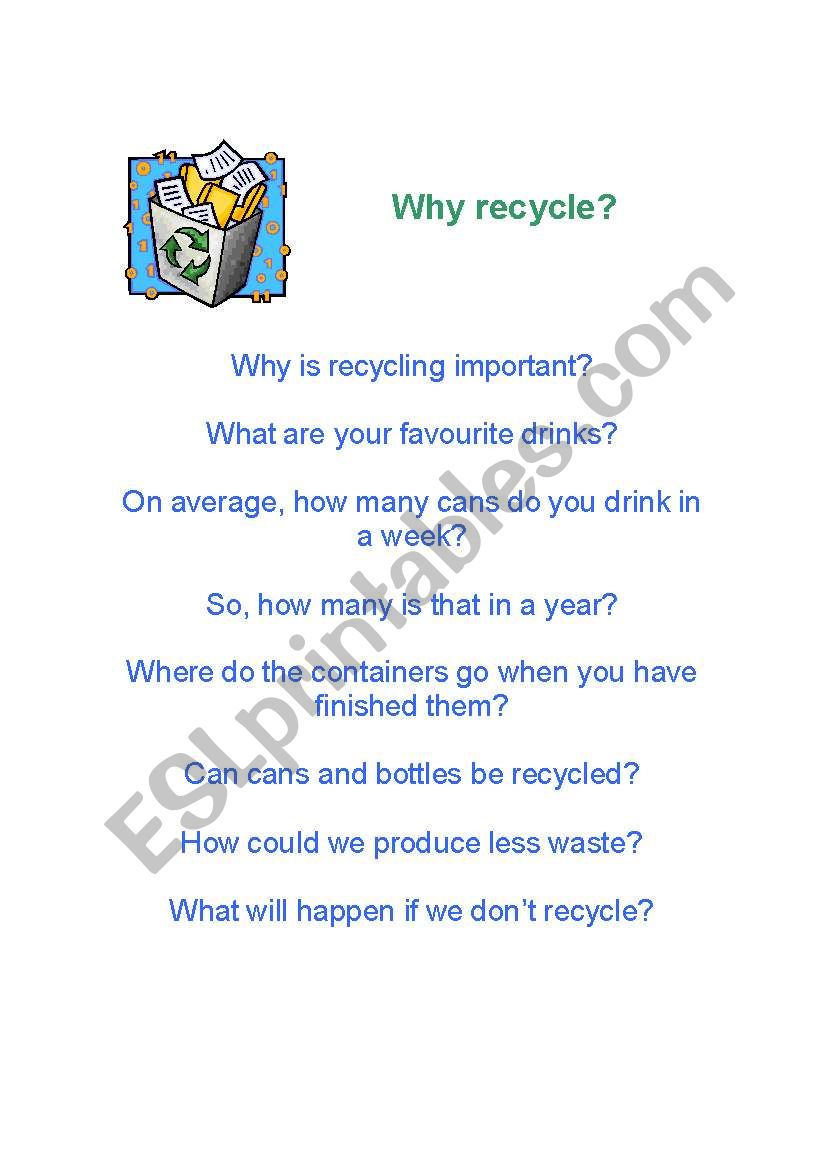 Recycling Quiz worksheet