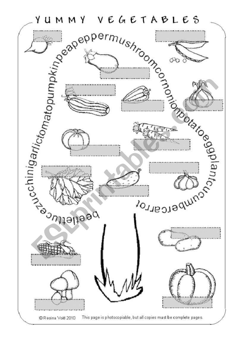 Yummy Vegetables - Pictionary / Wordsearch/Coloring