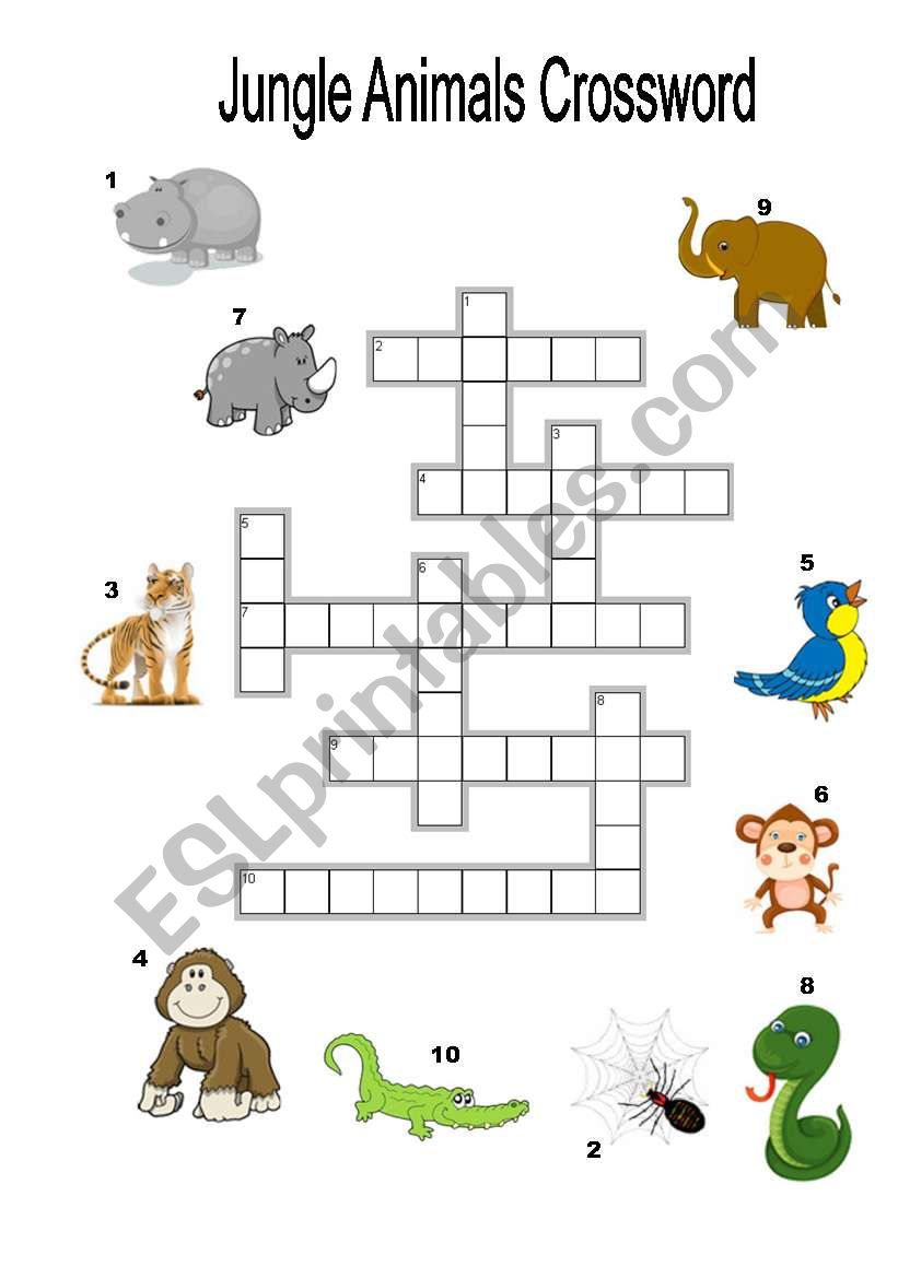 Jungle Animals Crossword worksheet