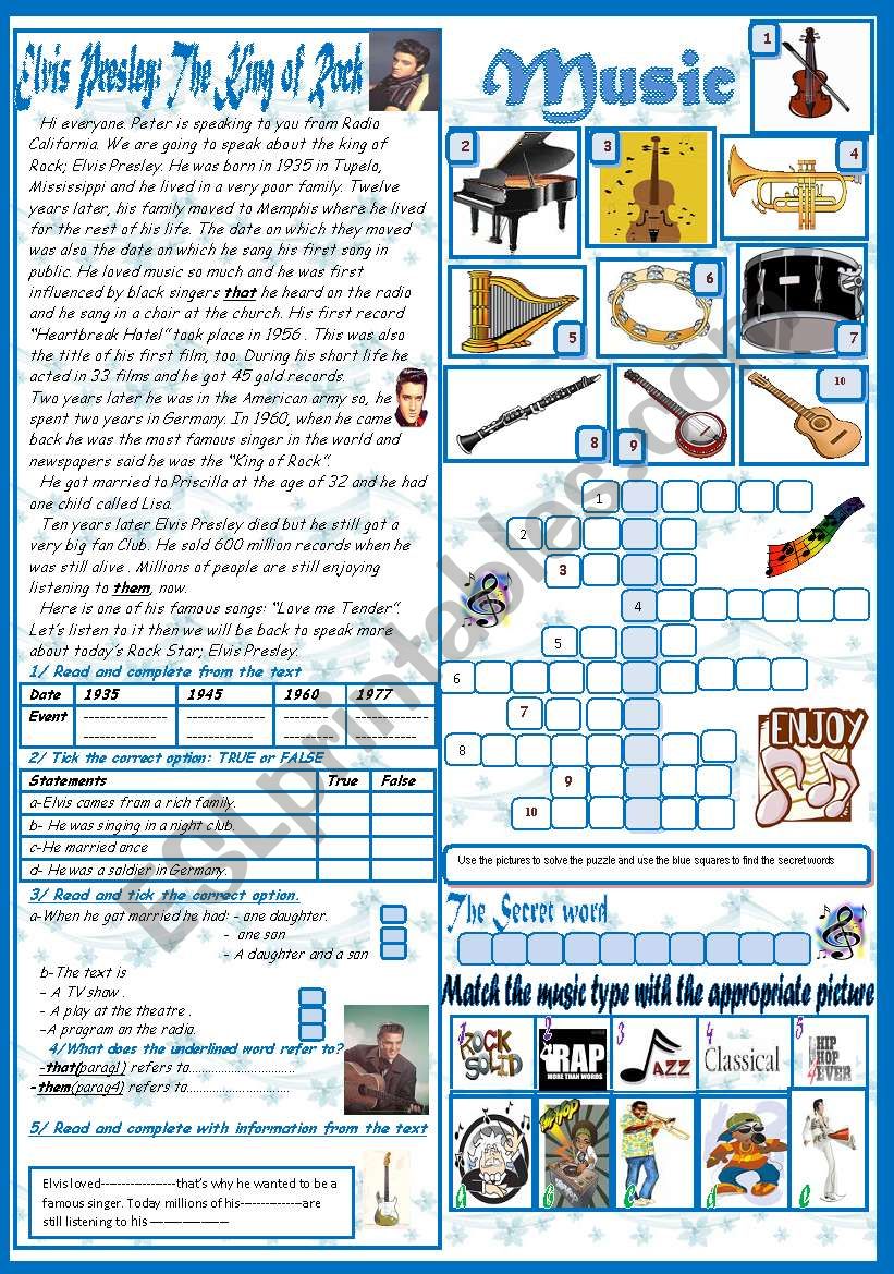 Music(Totally editable +Key) worksheet