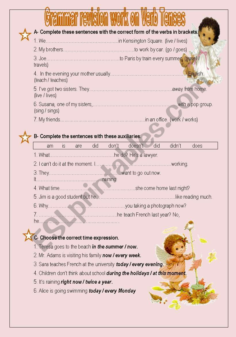 Verb tenses - Revision Work worksheet