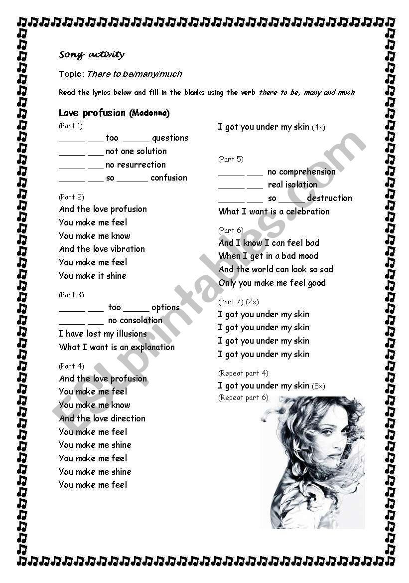 Song activity worksheet