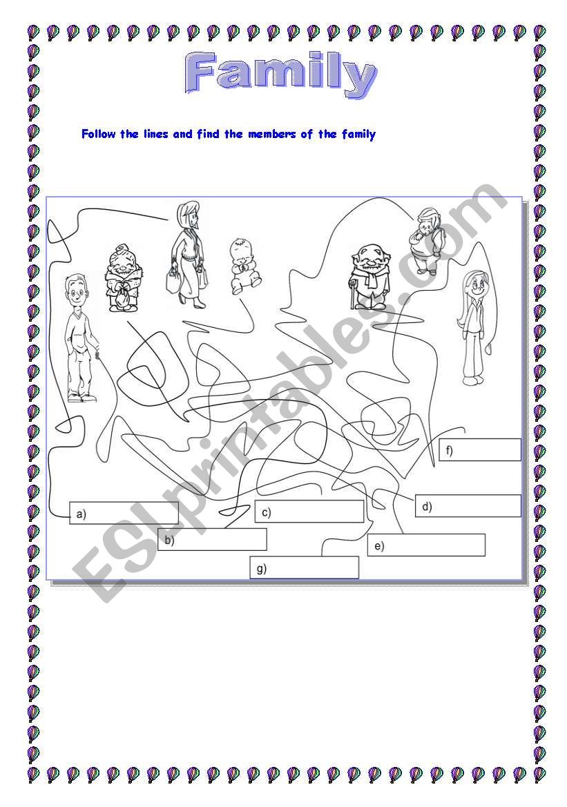 Family members worksheet