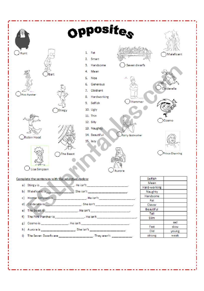 opposites worksheet