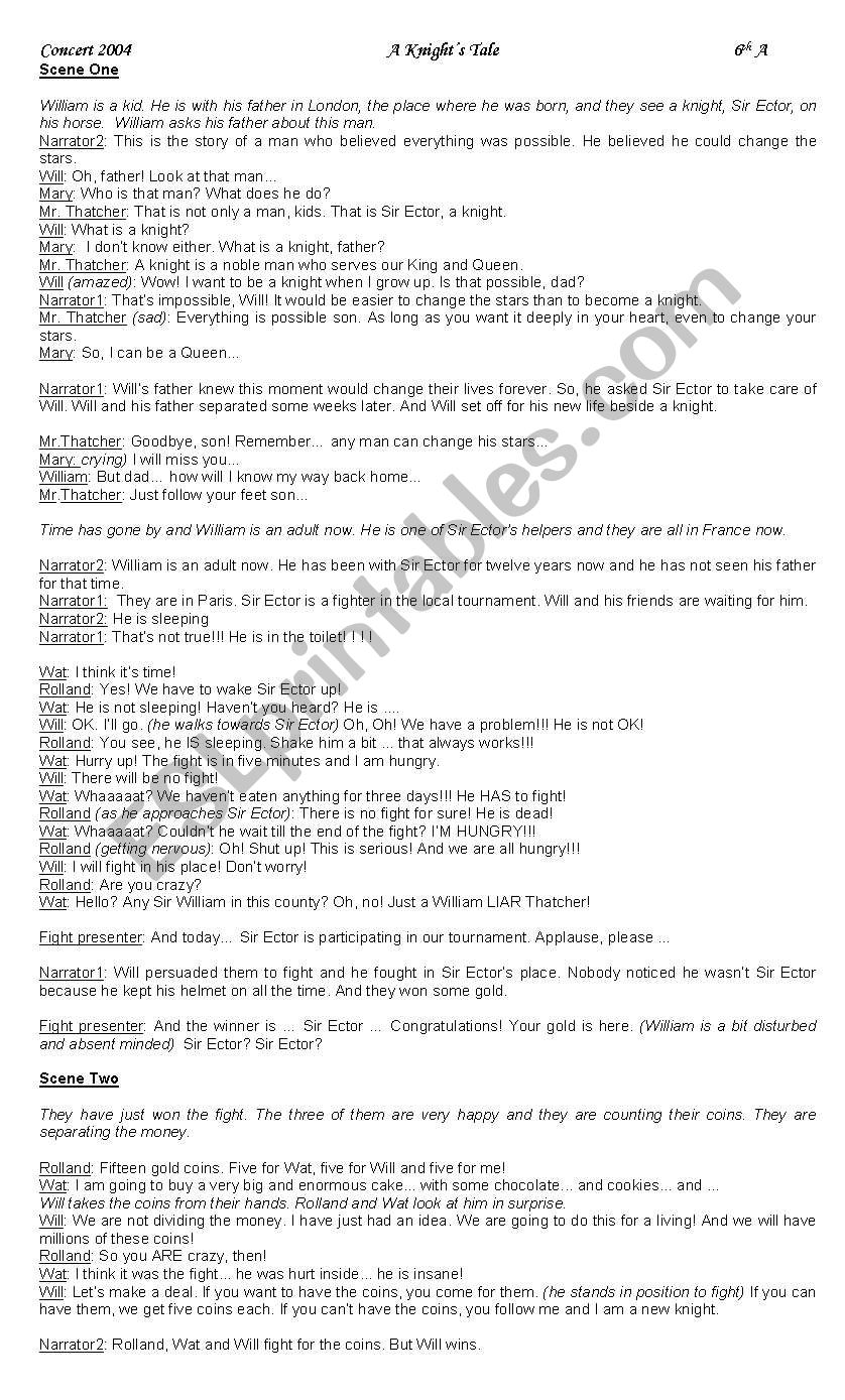 School Play - Script - A KnightÂ´s Tale