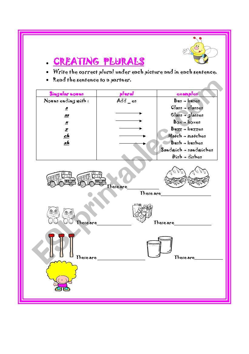 CREATING PLURALS worksheet