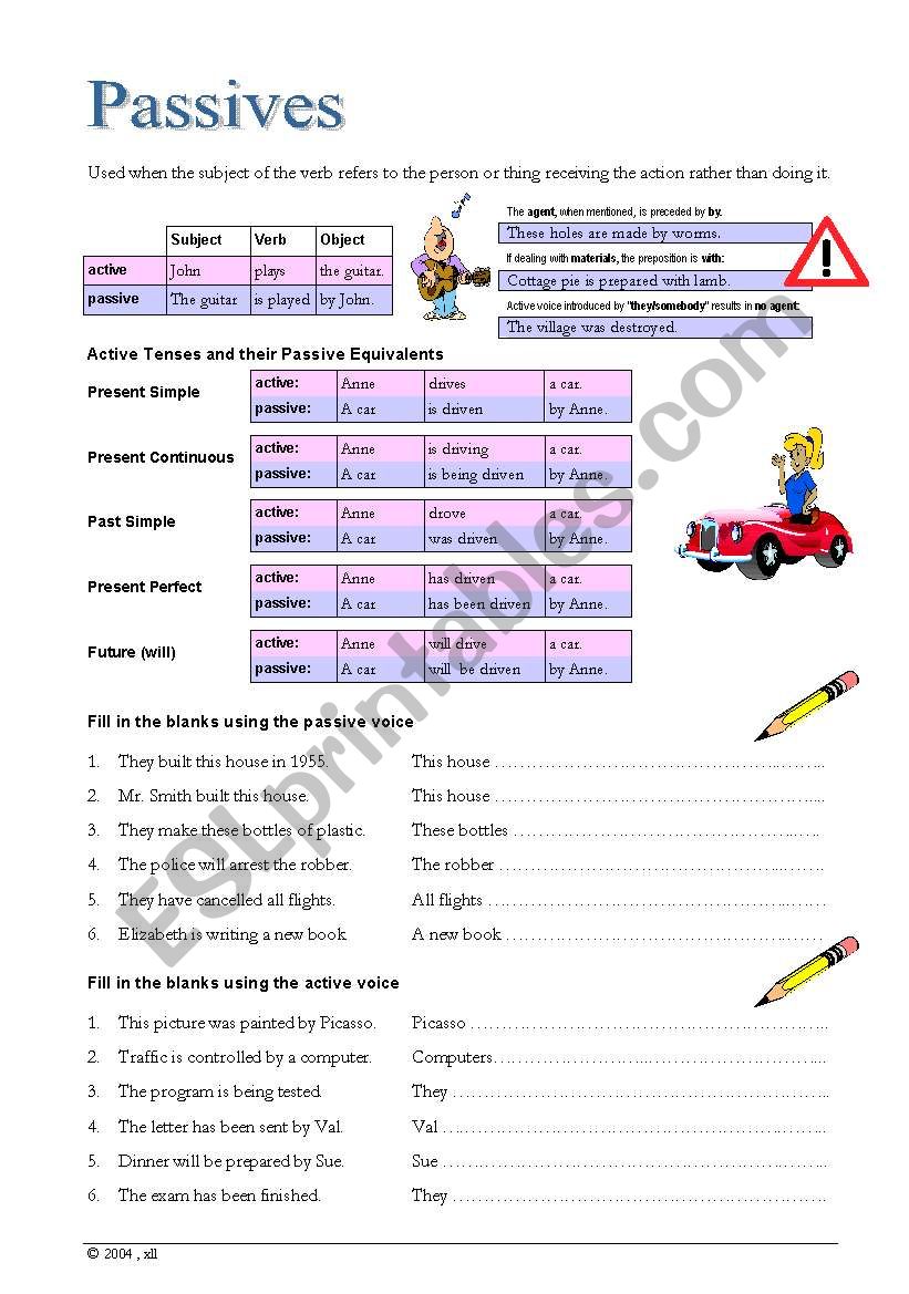 Passive Voice (Elementary) worksheet