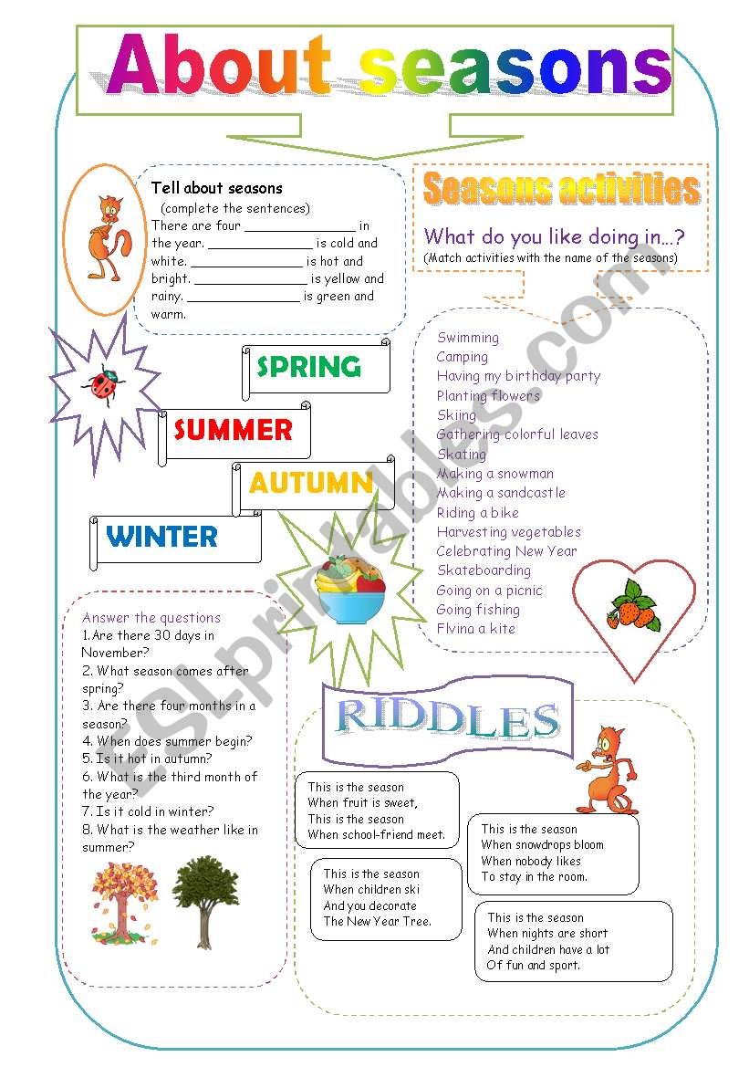 Weather and seasons worksheet