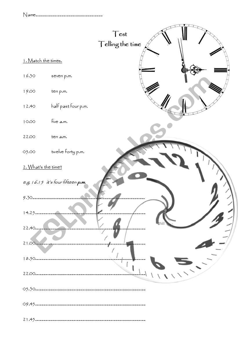 Telling the time worksheet