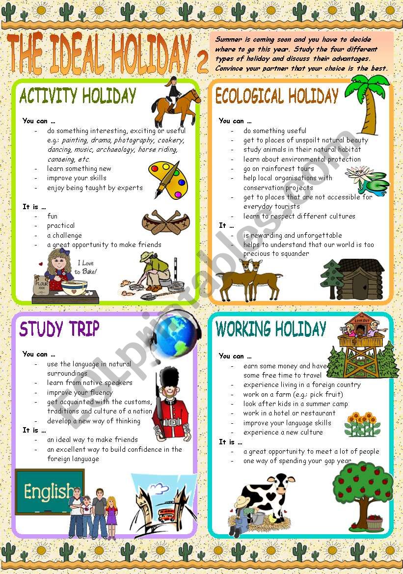 THE IDEAL HOLIDAY 2 worksheet