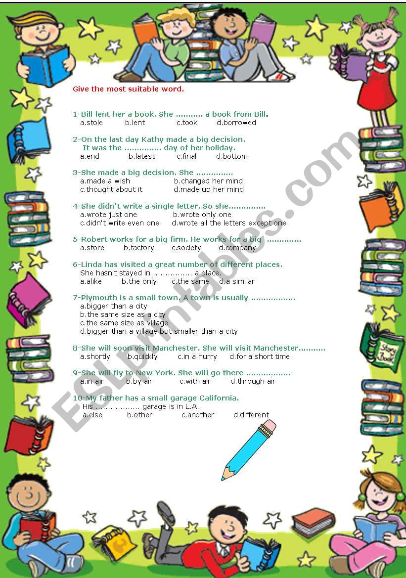 word test worksheet