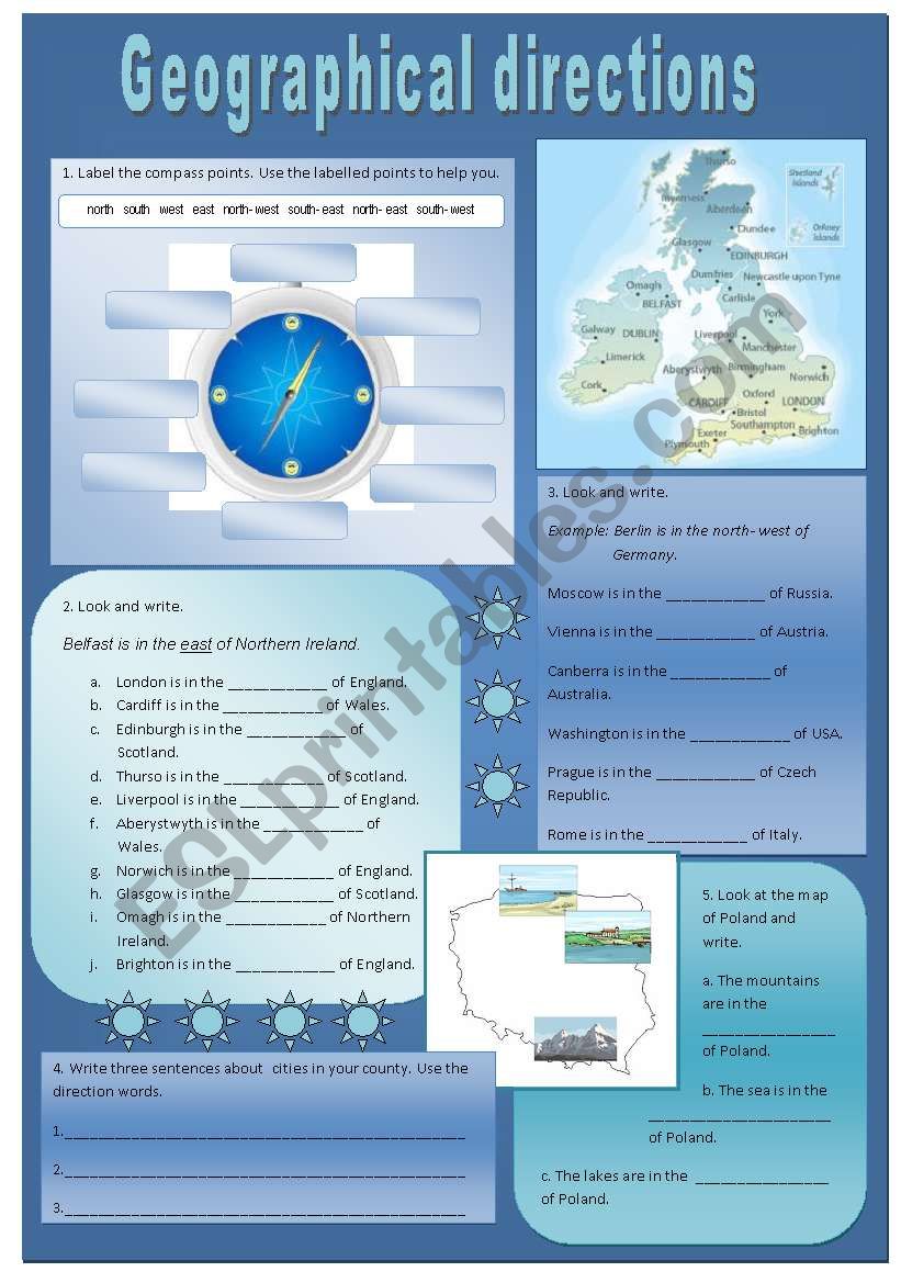 Geographical directions worksheet