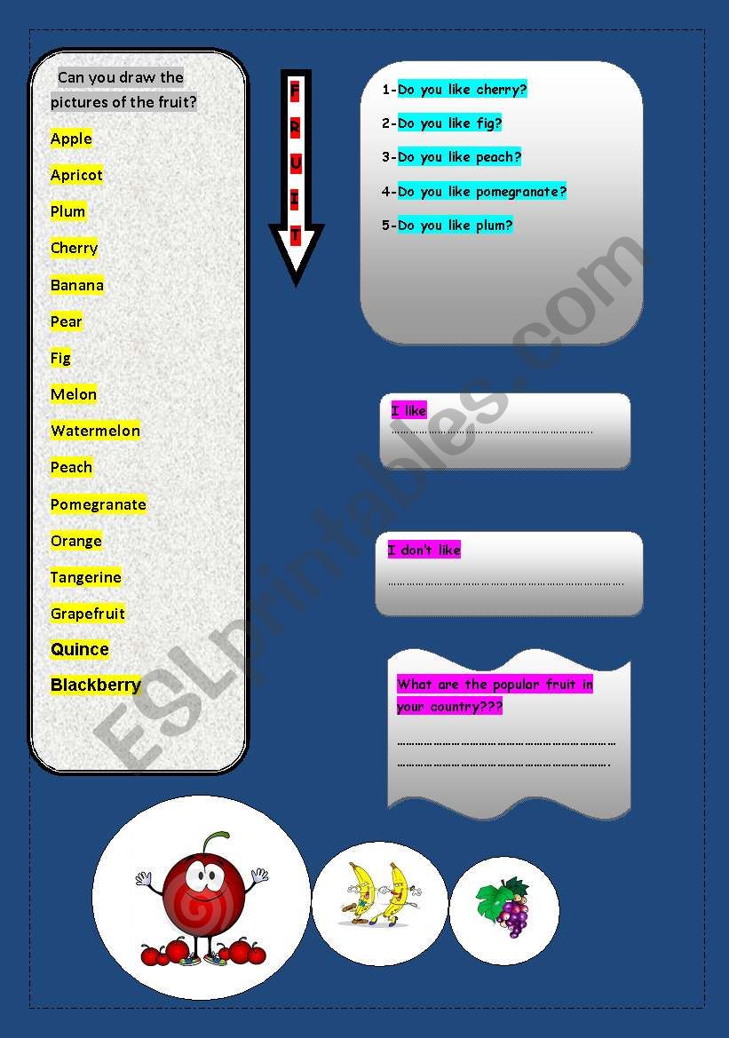 FRUIT worksheet