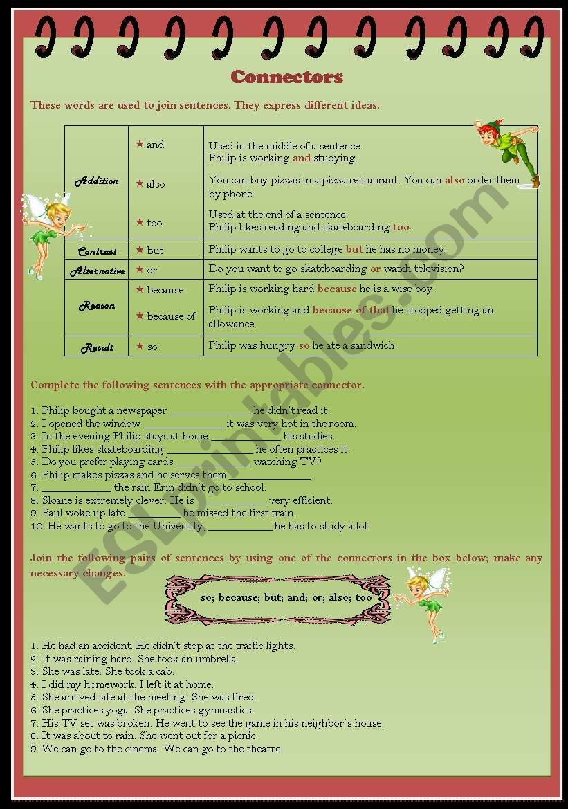 connectors worksheet